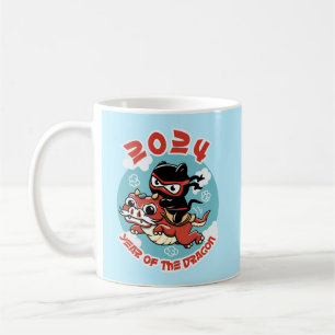 Cute Kawaii Art 2024 Dragens år Kaffemugg