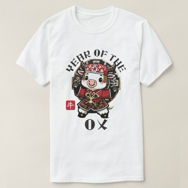 Cute Kawaii Asian Chinese Ox Zodiac Lunar År T Shirt (Design framsida)
