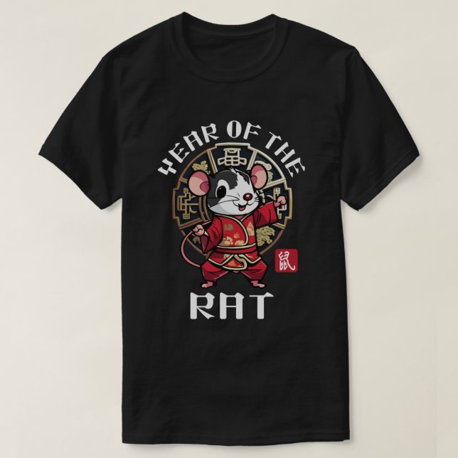 Cute Kawaii Asian Chinese Råtta Zodiac Lunar År T Shirt (Design framsida)