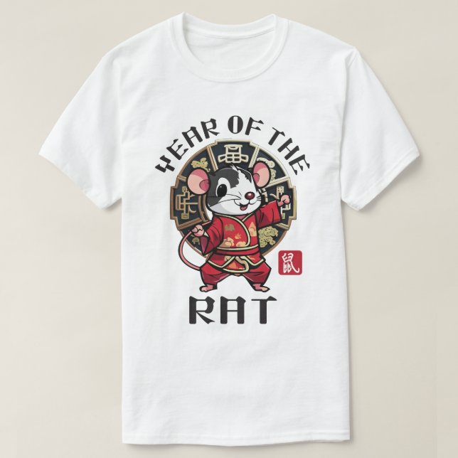 Cute Kawaii Asian Chinese Råtta Zodiac Lunar År T Shirt (Design framsida)