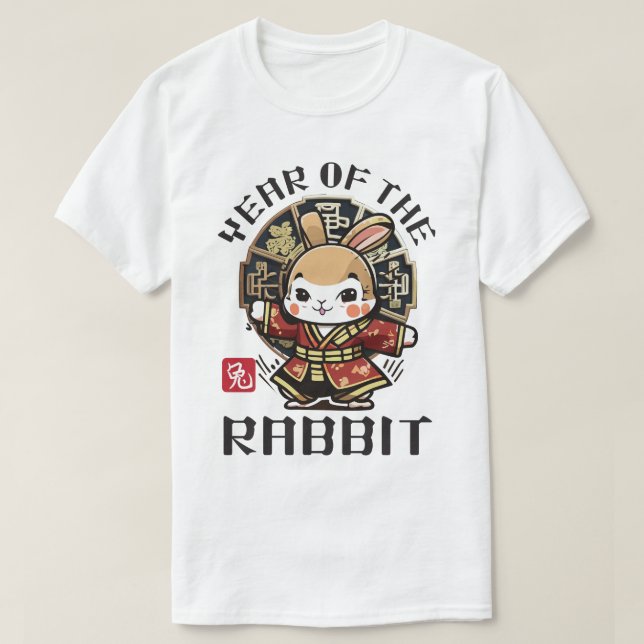 Cute Kawaii Asian kinesisk Rabbit Zodiac Lunar År T Shirt (Design framsida)