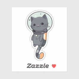 Cute Kawaii Astronaut Black Cat Klistermärken