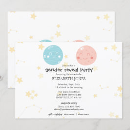 Cute Kawaii Astronomy Baby Gender Reveal Party Inbjudningar