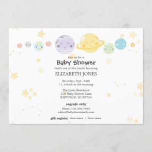 Cute Kawaii Astronomy Baby Shower Inbjudningar