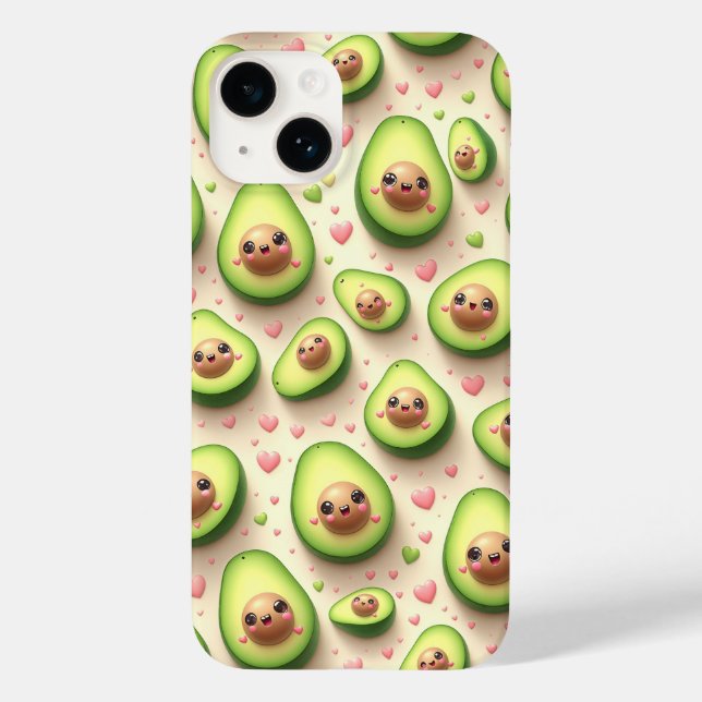 Cute Kawaii Avocado and Pink Hearts Pattern Sweet  (Baksida)