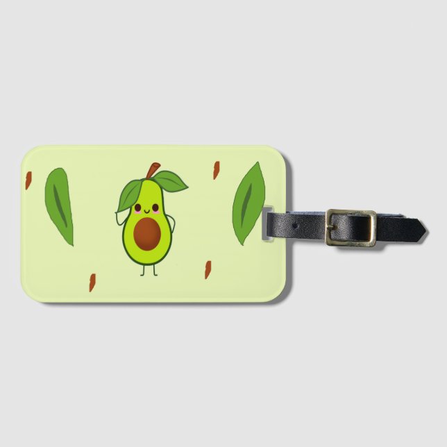 Cute kawaii avocado bagagebricka (Framsida horisontal)