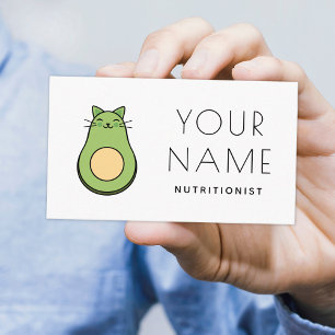 Cute Kawaii Avocado Cat Nutritionist Dietitian Visitkort