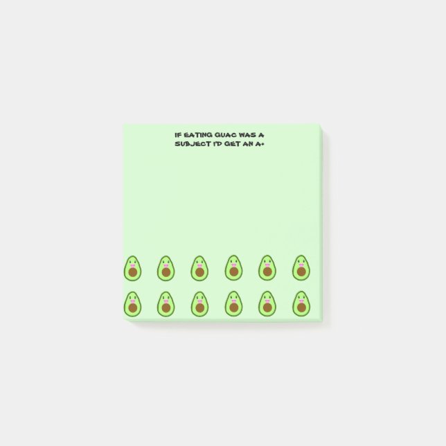 Cute Kawaii Avocado Funny School Memo Post-it Block (Framsida)