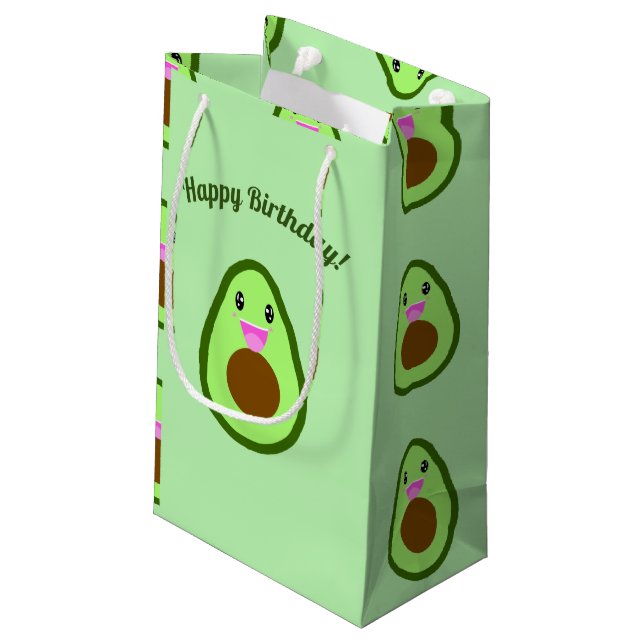 Cute Kawaii Avocado Grattis på födelsedagen (Baksidan Vinklad)