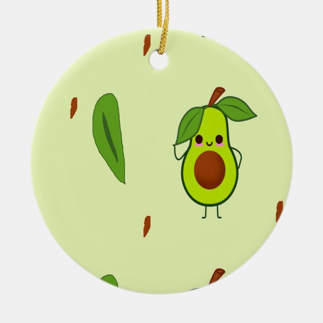 Cute kawaii avocado julgransprydnad keramik (Framsidan)