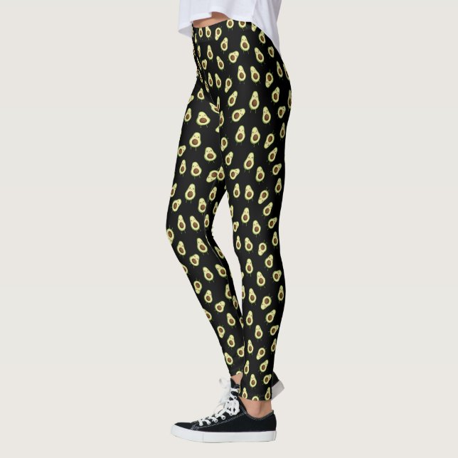 Cute Kawaii Avocado Mönster Leggings (Vänster)
