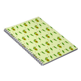 Cute kawaii avocado på grönt anteckningsbok