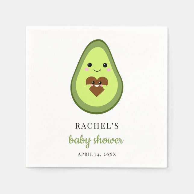 Cute Kawaii Avocado Pgraant Baby Shower Fiesta Pappersservett (Framsidan)