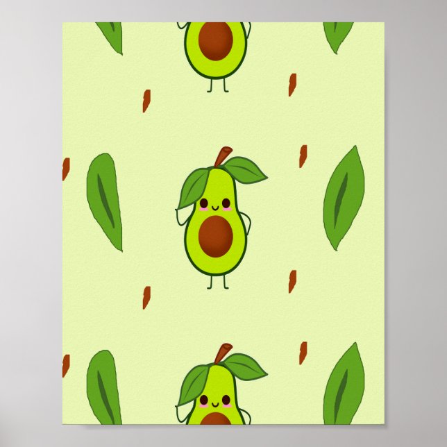 Cute kawaii avocado poster (Framsidan)