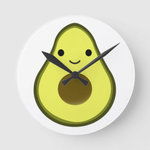 Cute Kawaii Avocado Rund Klocka