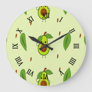 Cute kawaii avocado stor klocka