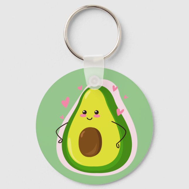Cute Kawaii Avocado Tecknad Teckning Nyckelring (Framsida)