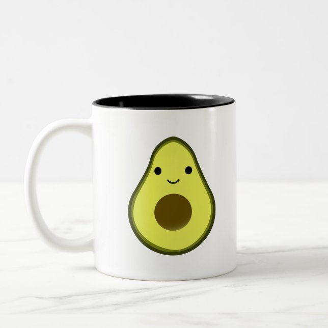Cute Kawaii Avocado Två-Tonad Mugg (Vänster)