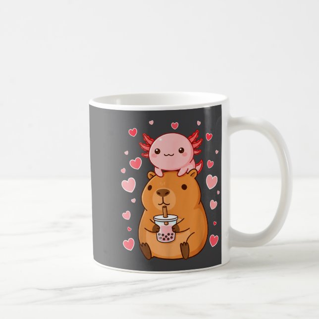 Cute Kawaii Axolotl Capybara Bubble Tea Boys Girls Kaffemugg (Höger)