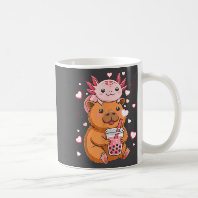 Cute Kawaii Axolotl Capybara Bubble Tea Boys Girls Kaffemugg (Höger)