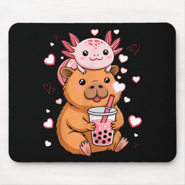 Cute Kawaii Axolotl Capybara Bubble Tea Boys Girls Musmatta (Framsidan)