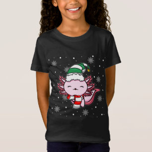 Cute Kawaii Axolotl Elf jul Santa Hat T Shirt
