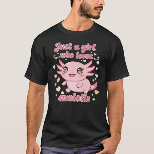 Cute Kawaii Axolotl Girl Design T Shirt (Framsida)