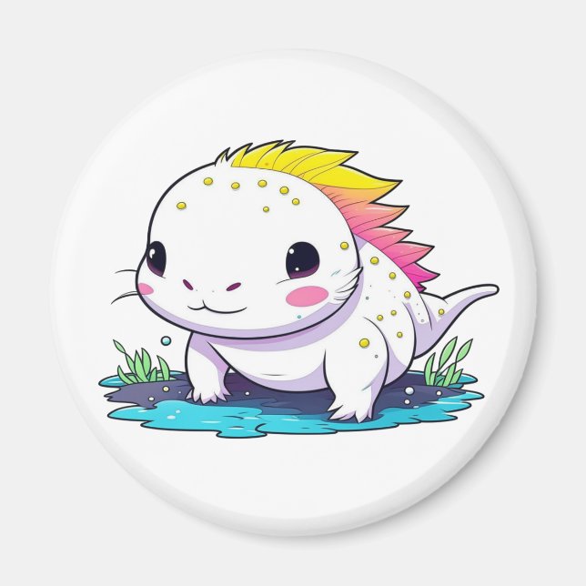 Cute Kawaii Axolotl Illustration Magnet (Framsidan)