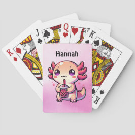 Cute Kawaii Axolotl med Bubble Tea Personlig Casinokort