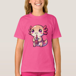 Cute Kawaii Axolotl med Bubble Tea T Shirt