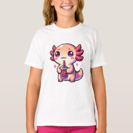 Cute Kawaii Axolotl med Bubble Tea T Shirt