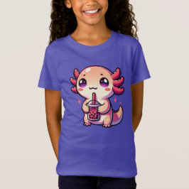 Cute Kawaii Axolotl med Bubble Tea T Shirt