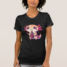 Cute Kawaii Axolotl med Bubble Tea T Shirt