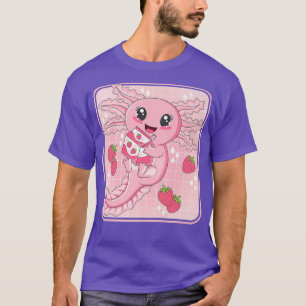 Cute Kawaii Axolotl Strawberry Mjölk Japansk Anime T Shirt