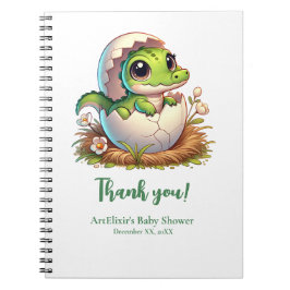 Cute Kawaii Baby Alligator Hatching Baby Shower Anteckningsbok