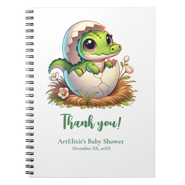Cute Kawaii Baby Alligator Hatching Baby Shower Anteckningsbok (Framsidan)