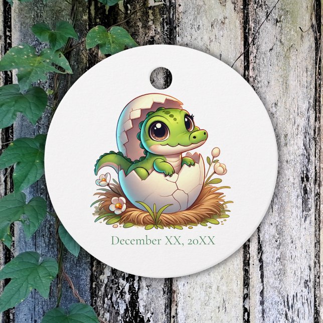 Cute Kawaii Baby Alligator Hatching Baby Shower Gåvor Etiketter (Skapare uppladdad)