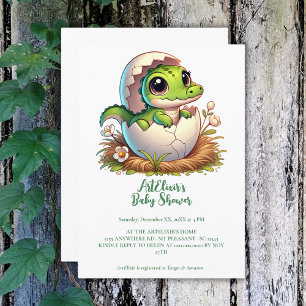 Cute Kawaii Baby Alligator Hatching Baby Shower Inbjudningar