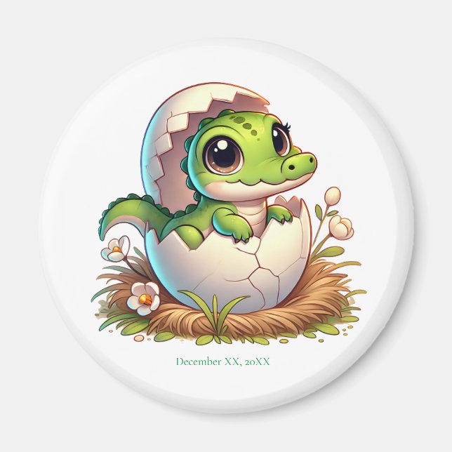 Cute Kawaii Baby Alligator Hatching Baby Shower Magnet (Framsidan)