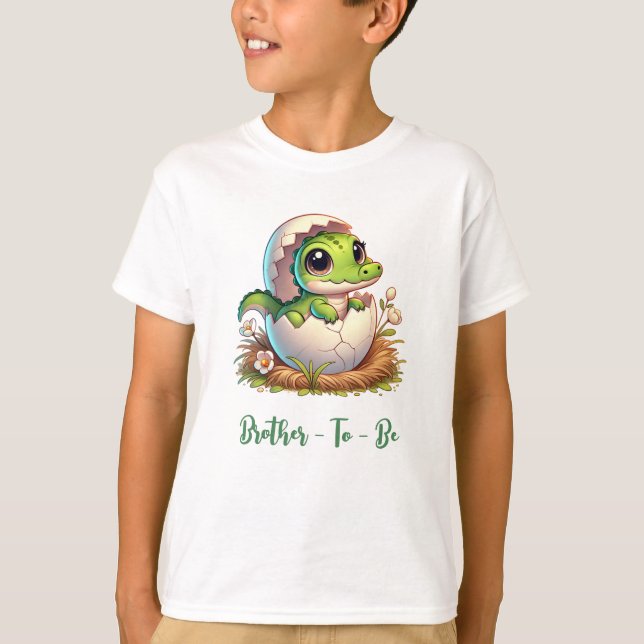 Cute Kawaii Baby Alligator Hatching Baby Shower T Shirt (Framsida)
