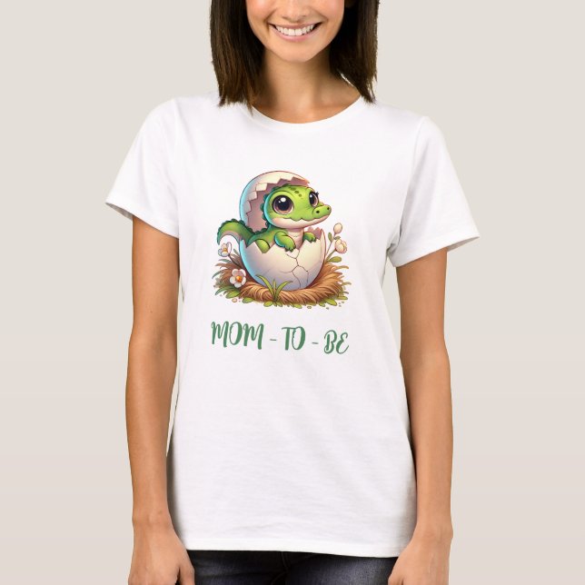 Cute Kawaii Baby Alligator Hatching Baby Shower T Shirt (Framsida)