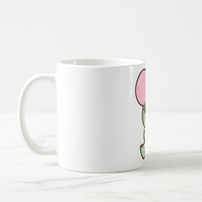 Cute Kawaii Baby Dinosaur with Balloon Mug Kaffemugg (Vänster)