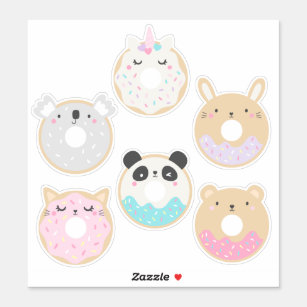 Cute Kawaii Baby djur Donut Sticker Pack Klistermärken