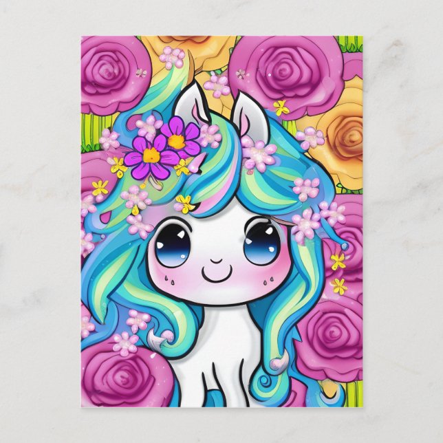 Cute Kawaii Baby Pony Vykort (Framsida)