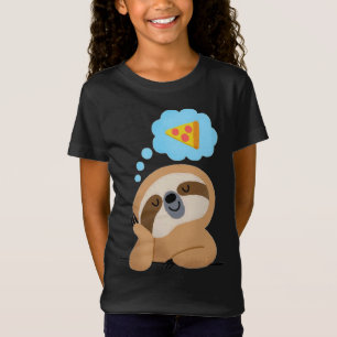 Cute Kawaii Baby Sloth drömmer om Pizza T Shirt