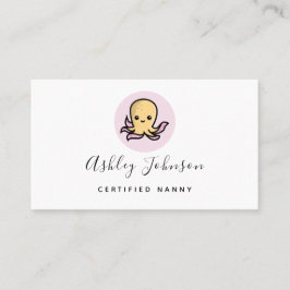 Cute Kawaii Baby Squid Octopus Auktoriserad Nanny  Visitkort