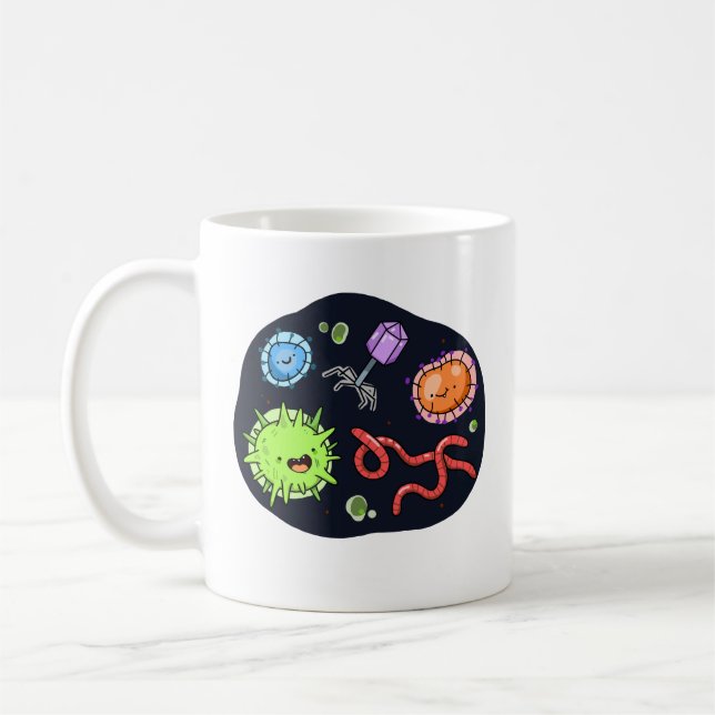 Cute Kawaii Bacteria Kaffemugg (Vänster)