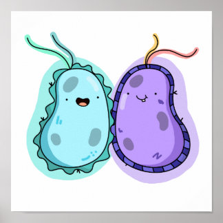Cute Kawaii Bacteria Poster