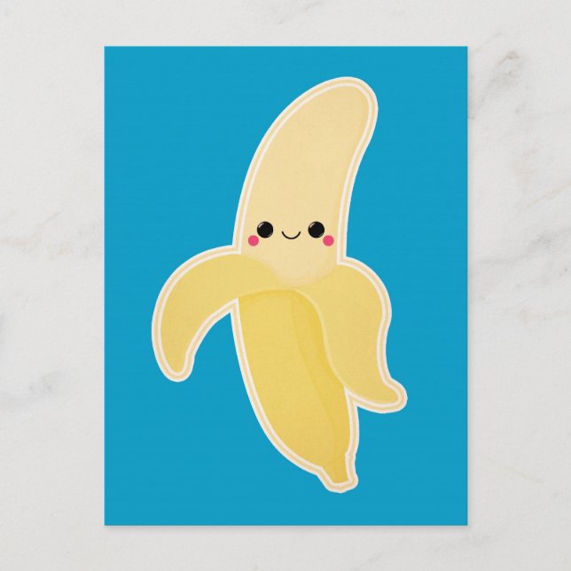 Cute Kawaii Banana Vykort (Framsida)