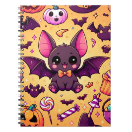 Cute kawaii bat candy halloween anteckningsbok